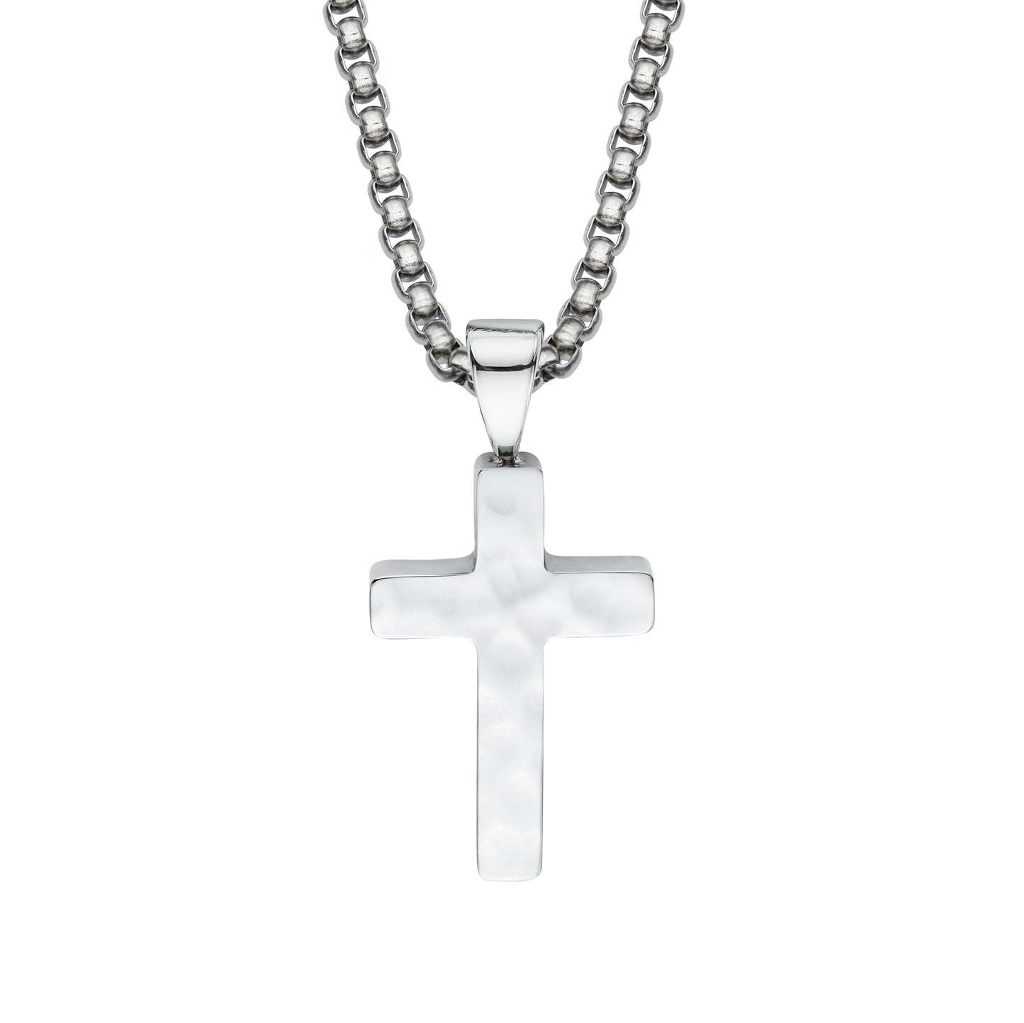 Unique & Co Stainless Steel Hammered Cross Pendant and Chain AN-172/50cm