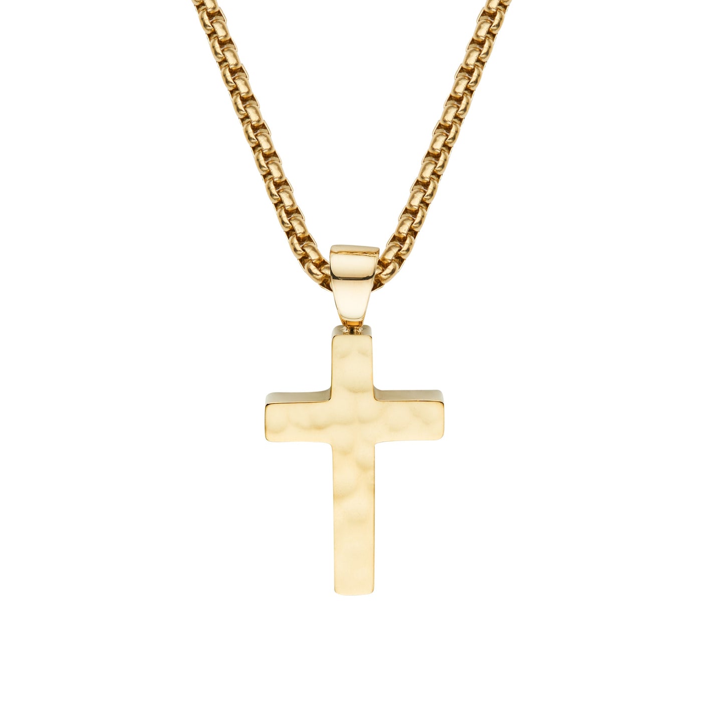 Unique & Co Stainless Steel Gold Plated Hammered Cross Pendant and Chain AN-173/50cm