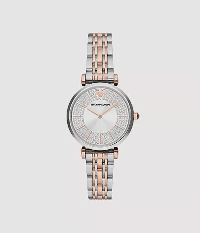 Armani Two Tone Ladies Gianni T-Bar Watch AR11537
