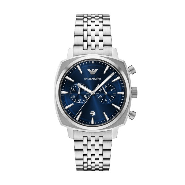 Emporio Armani Mens Stainless Steel Blue Dial Watch AR11688
