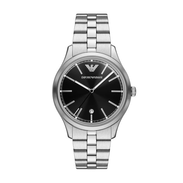 Emporio Armani Mens Stainless Steel Black Dial Watch AR11732