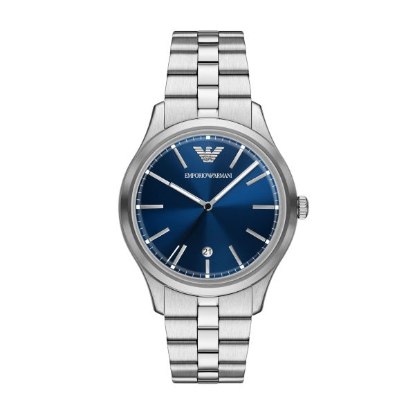 Emporio Armani Mens Stainless Steel Blue Dial Watch AR11733