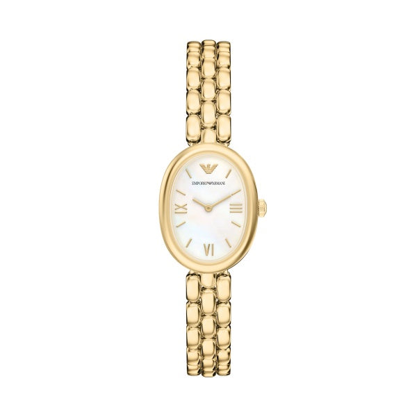 Emporio Armani Gold Tone Oval MOP Dial Watch AR11777