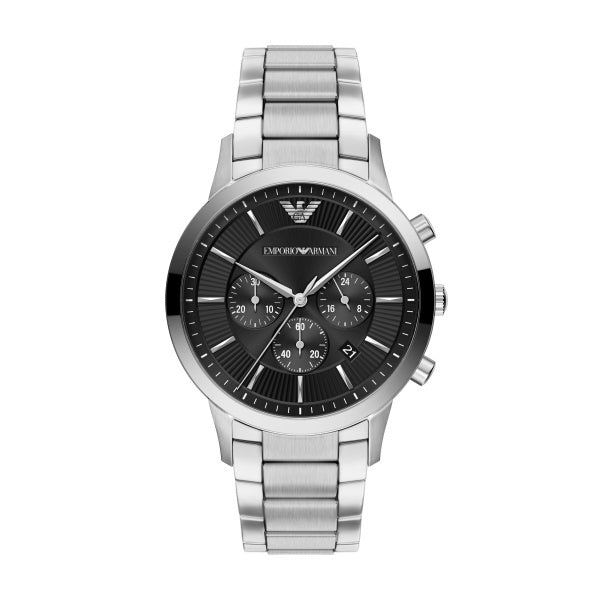 Emporio Armani S/S Black Dial Watch AR11819