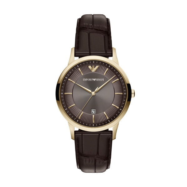 Emporio Armani Gold Tone Brown Strap Watch AR11824