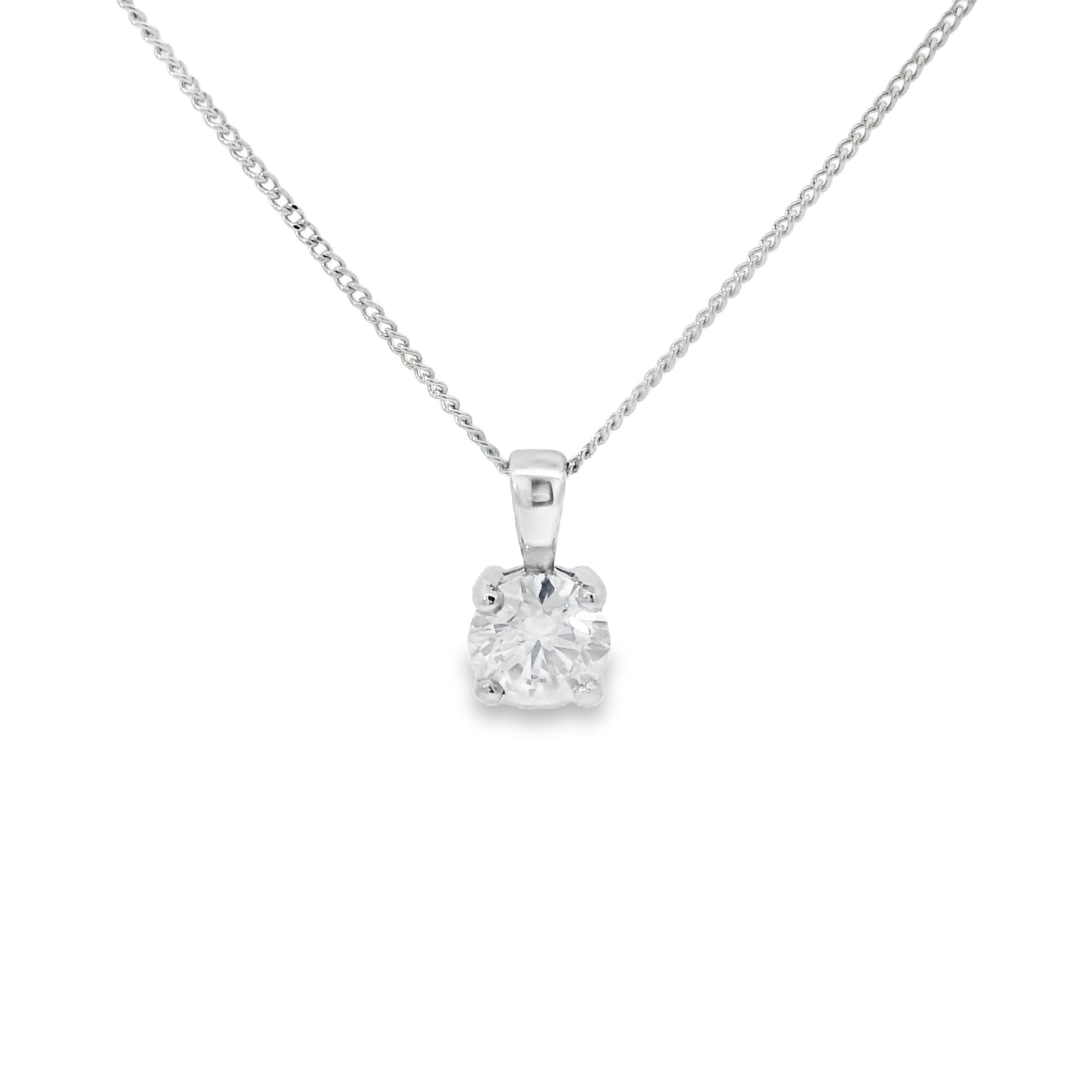 18ct White Gold Solitaire Diamond Pendant 1.00ct - ASM