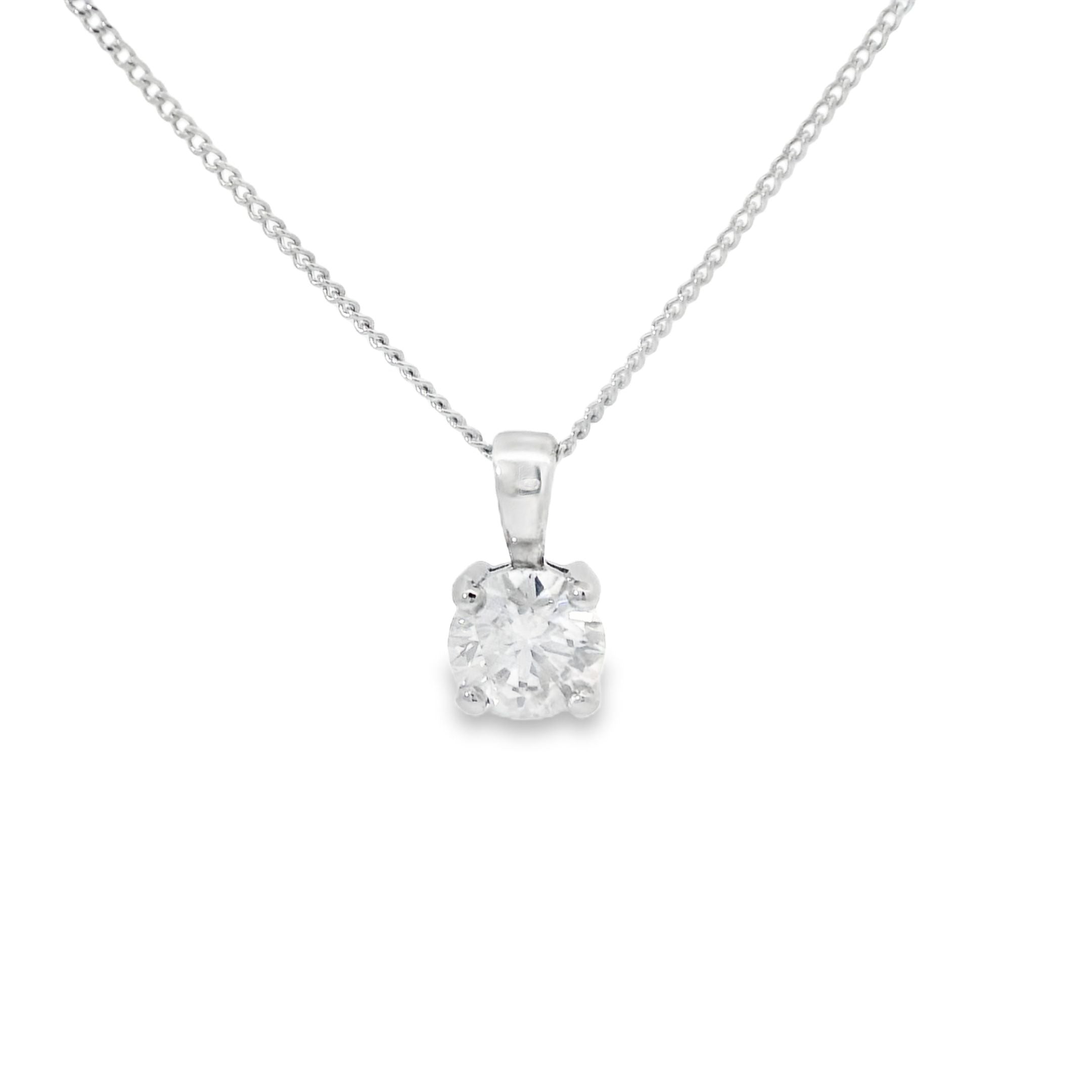 18ct White Gold Solitaire Diamond Pendant 1.25ct - ASM