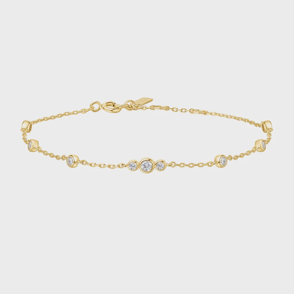 Ania Haie Gold Plated Sparkling Bezel Cubic Zirconia Station Bracelet B065-03G