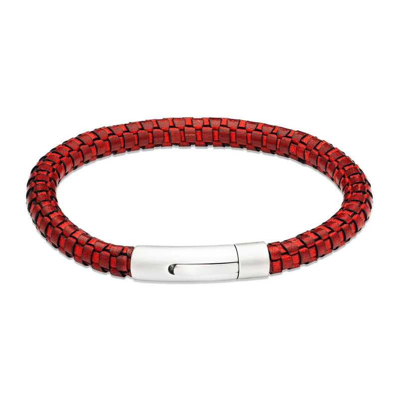 Unique & Co Red Leather Bracelet B543ARE/21cm