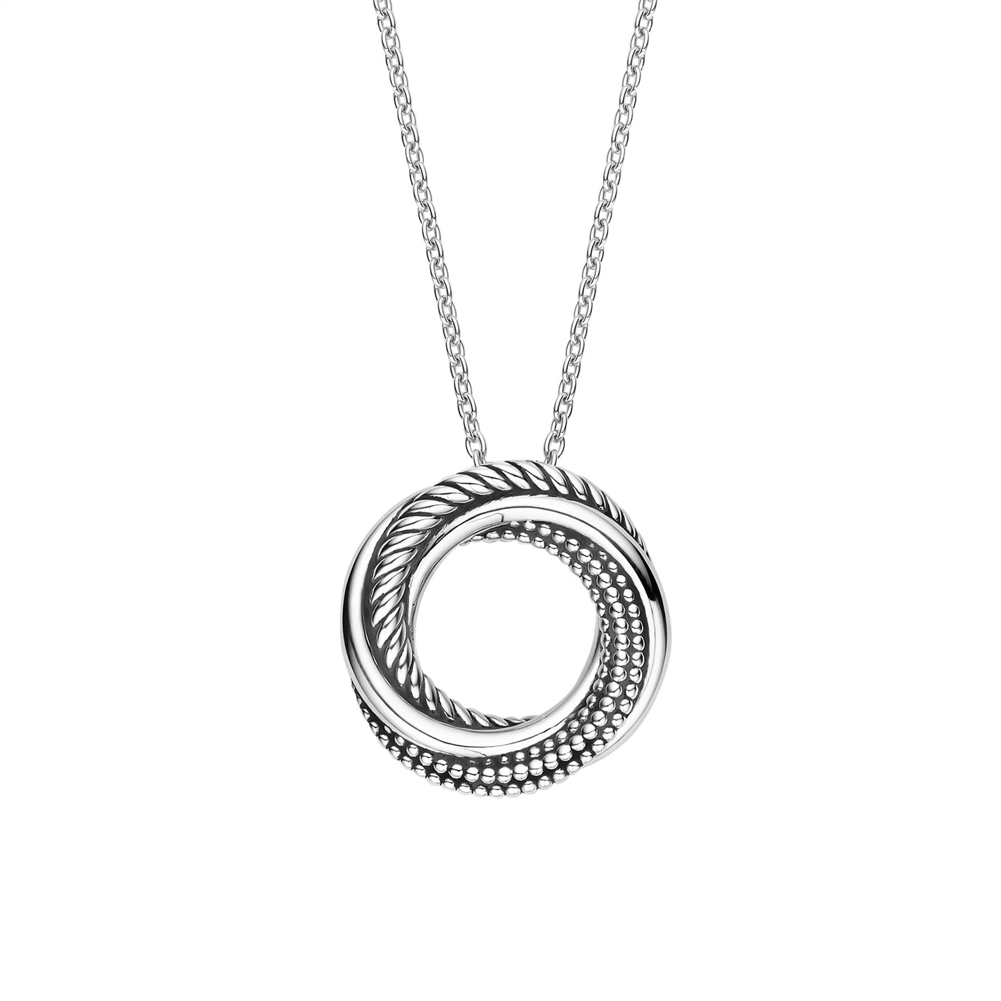 Ti Sento Silver textured intertwined Circle Necklace 34054ZI