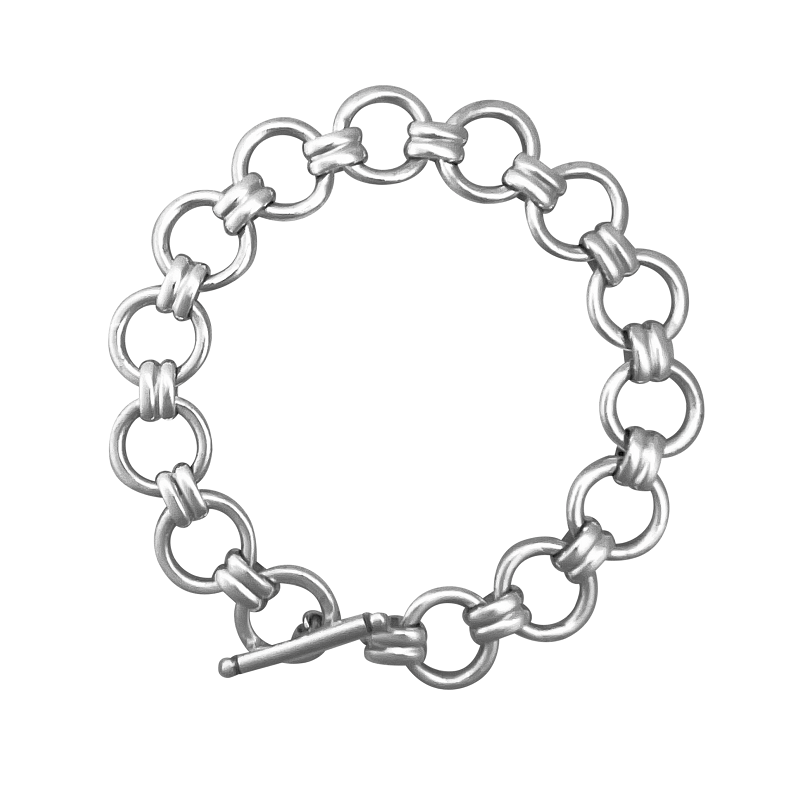 Lumi Silver T-Bar Circles Bracelet BR015