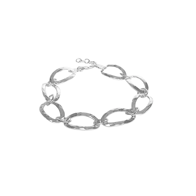 Lumi Silver Hammered Oval Bracelet BR077