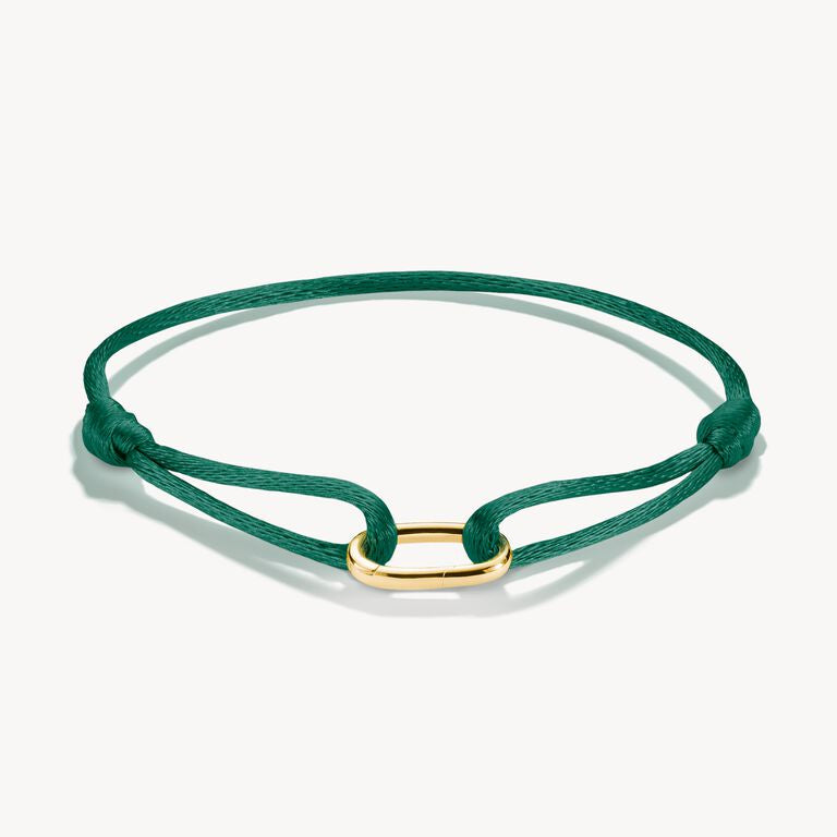 Thomas Sabo 18k Gold Plated Textile Bracelet Green Connect C1210-413-34