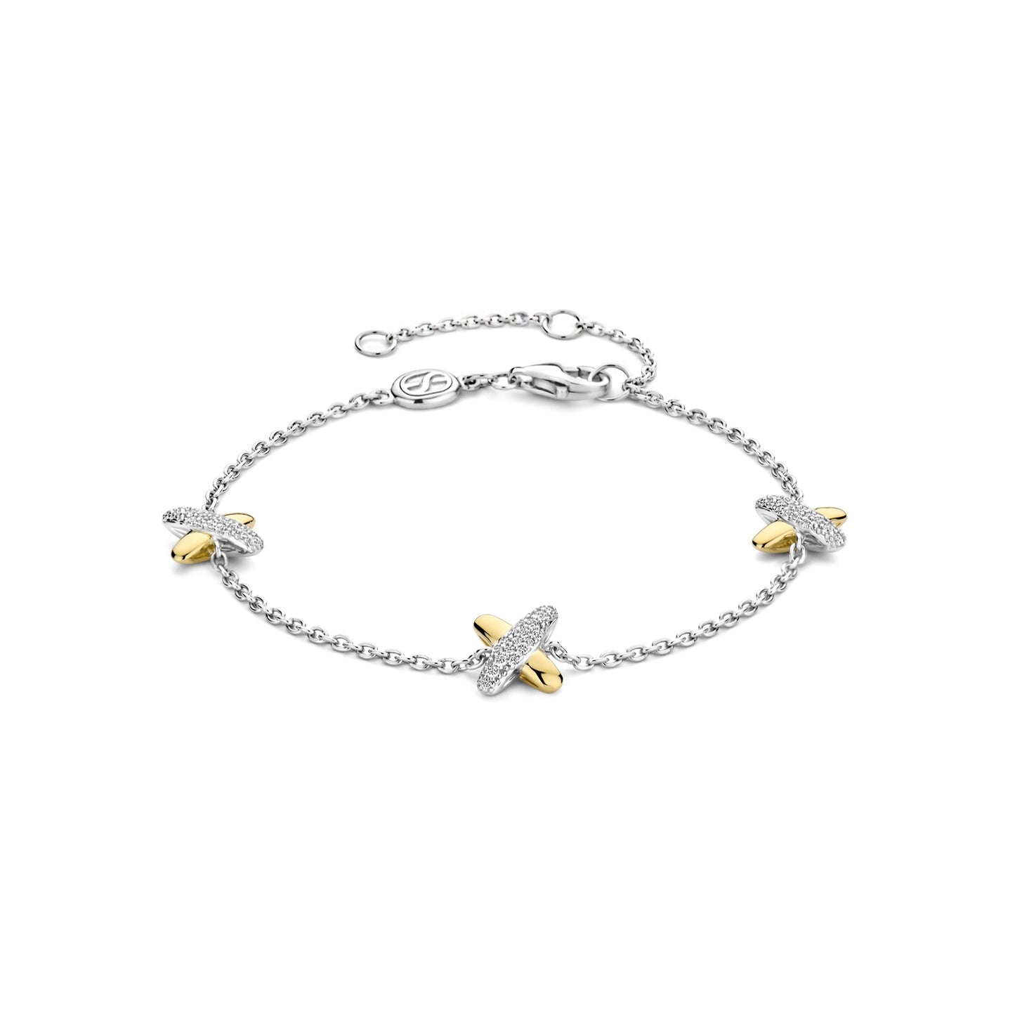 Ti Sento two tone Bracelet with CZ Cross 23048ZY