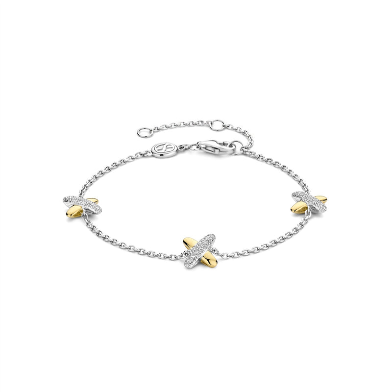 Ti Sento two tone Bracelet with CZ Cross 23048ZY