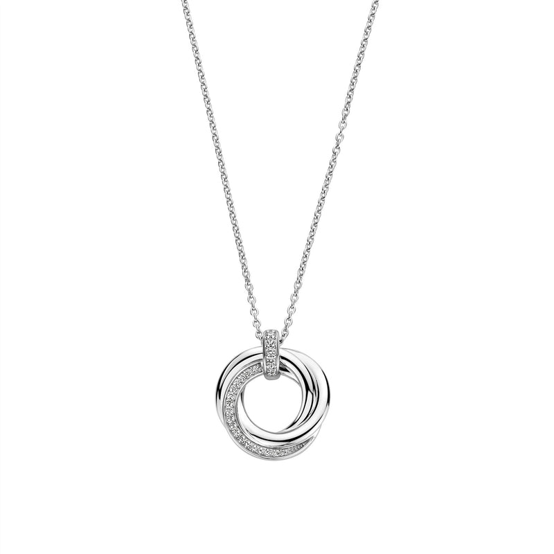 Ti Sento Silver CZ intertwined circle pendant 34055ZI