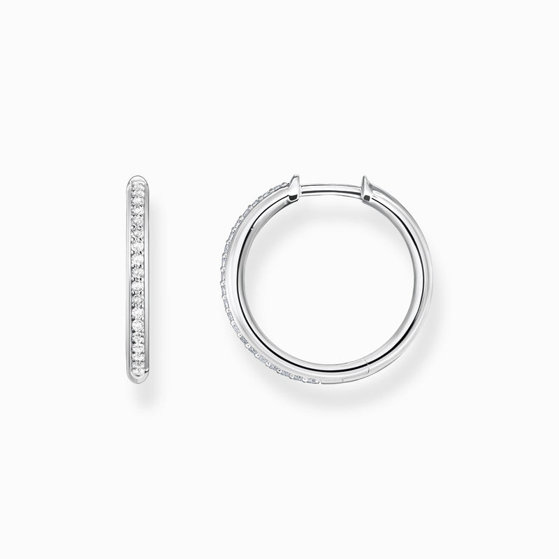 Thomas Sabo Hoop earrings white stones pavé silver CR673-051-14