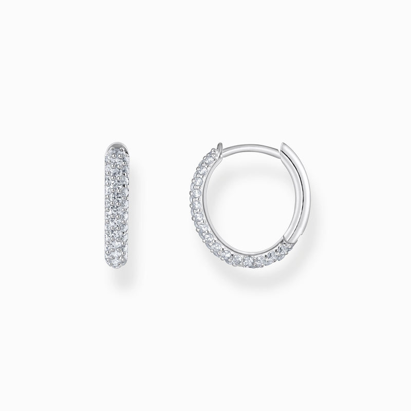 Thomas Sabo Silver hoop earrings with white zirconia pavé CR730-051-14