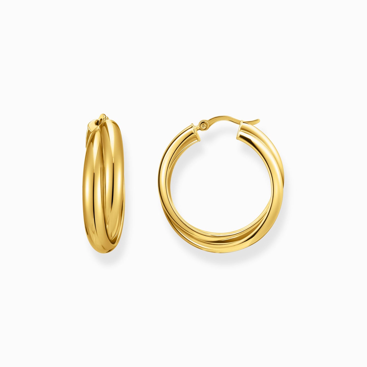 Thomas Sabo Big Gold Plated Hoop Earrings intertwined design CR738-413-39