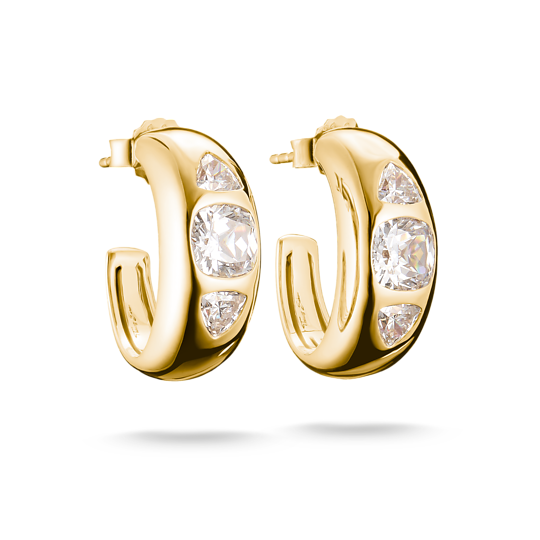 Thomas Sabo  18k Gold Plated Hoop Earrings with Zirconia Stones Bold Elegance CR759-414-14