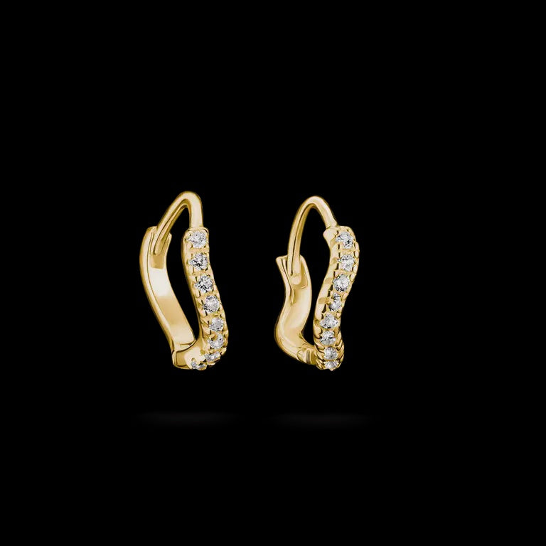 Thomas Sabo Curved Hoop Earrings with white zirconia 18k gold plated CR775-M01-14