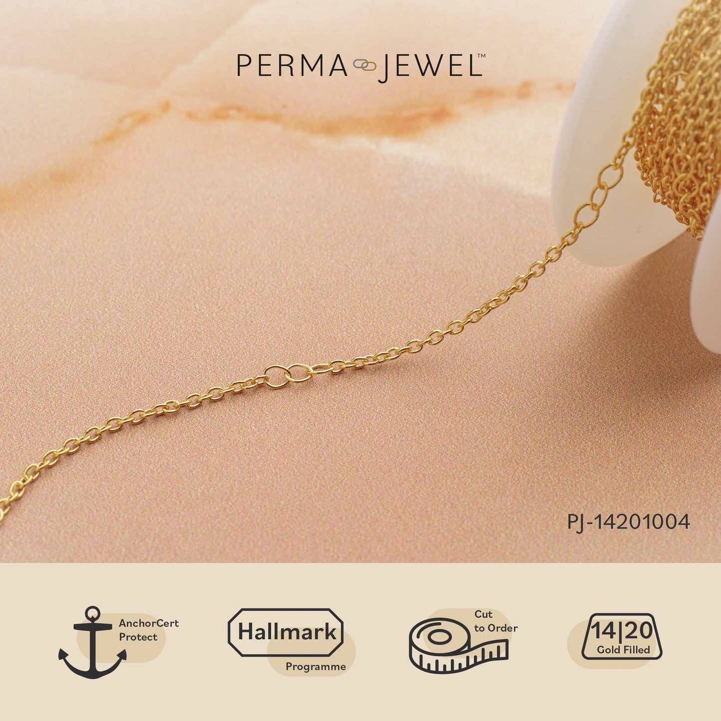 Perma Jewel Gold Filled 2.55 Long & Short Anklet Chain 27CM PJ-14201004/27cm