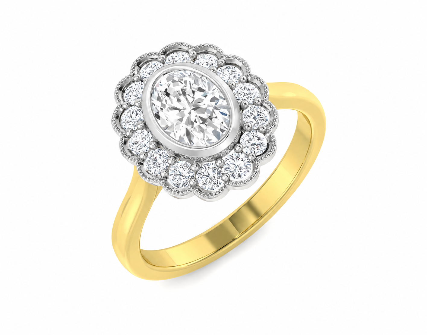 9ct Gold Lab Grown Diamond Vintage Design Ring 1.10ct
