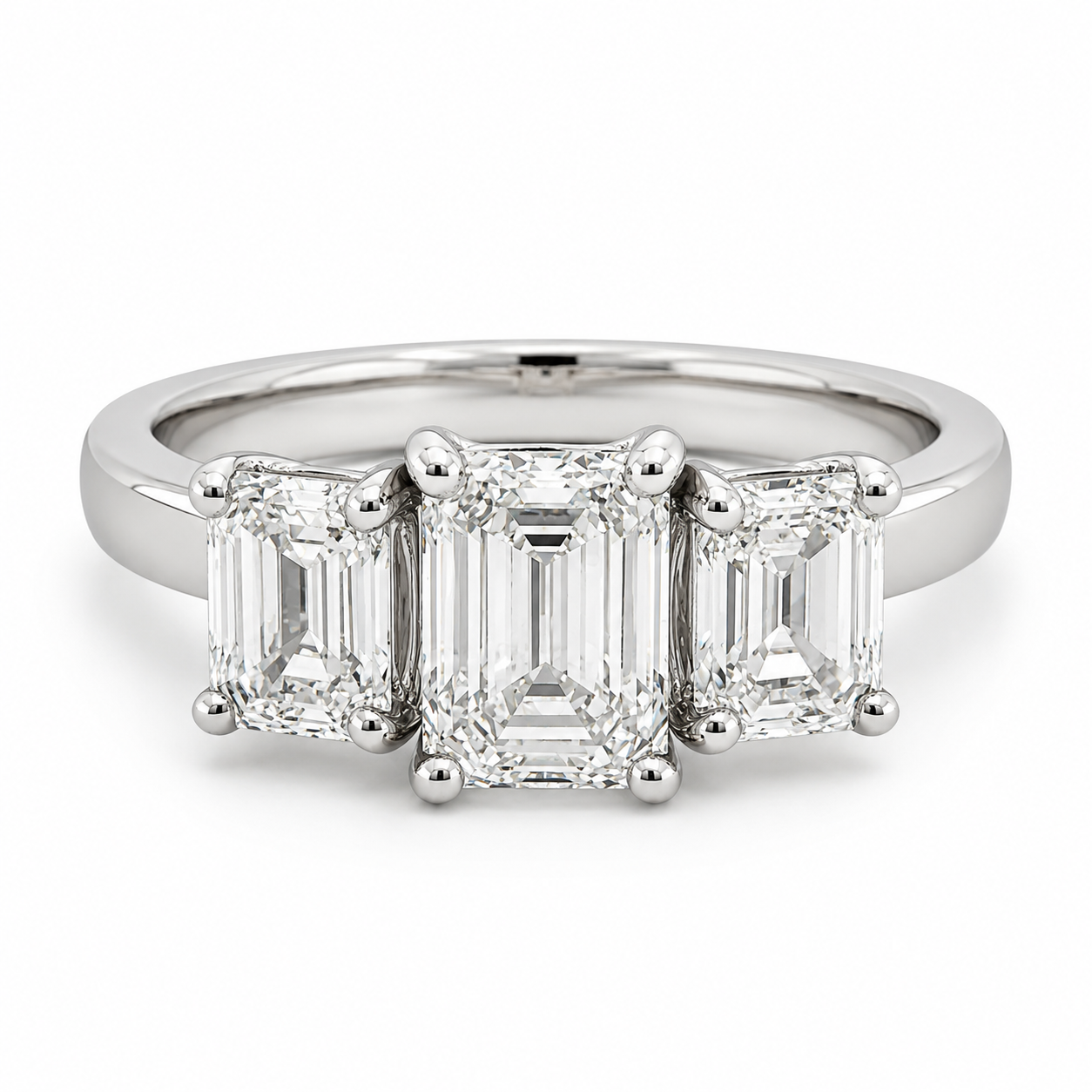 Platinum Trilogy Diamond Ring - Emerald Cut