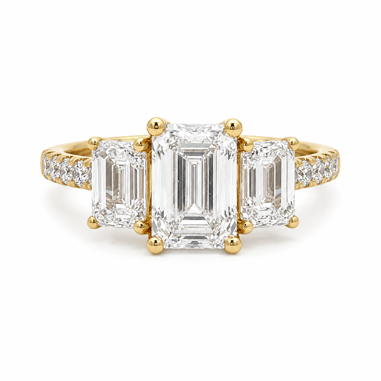 18ct Gold Lab Grown Diamond Trilogy Ring - 3.65ct - E VS1