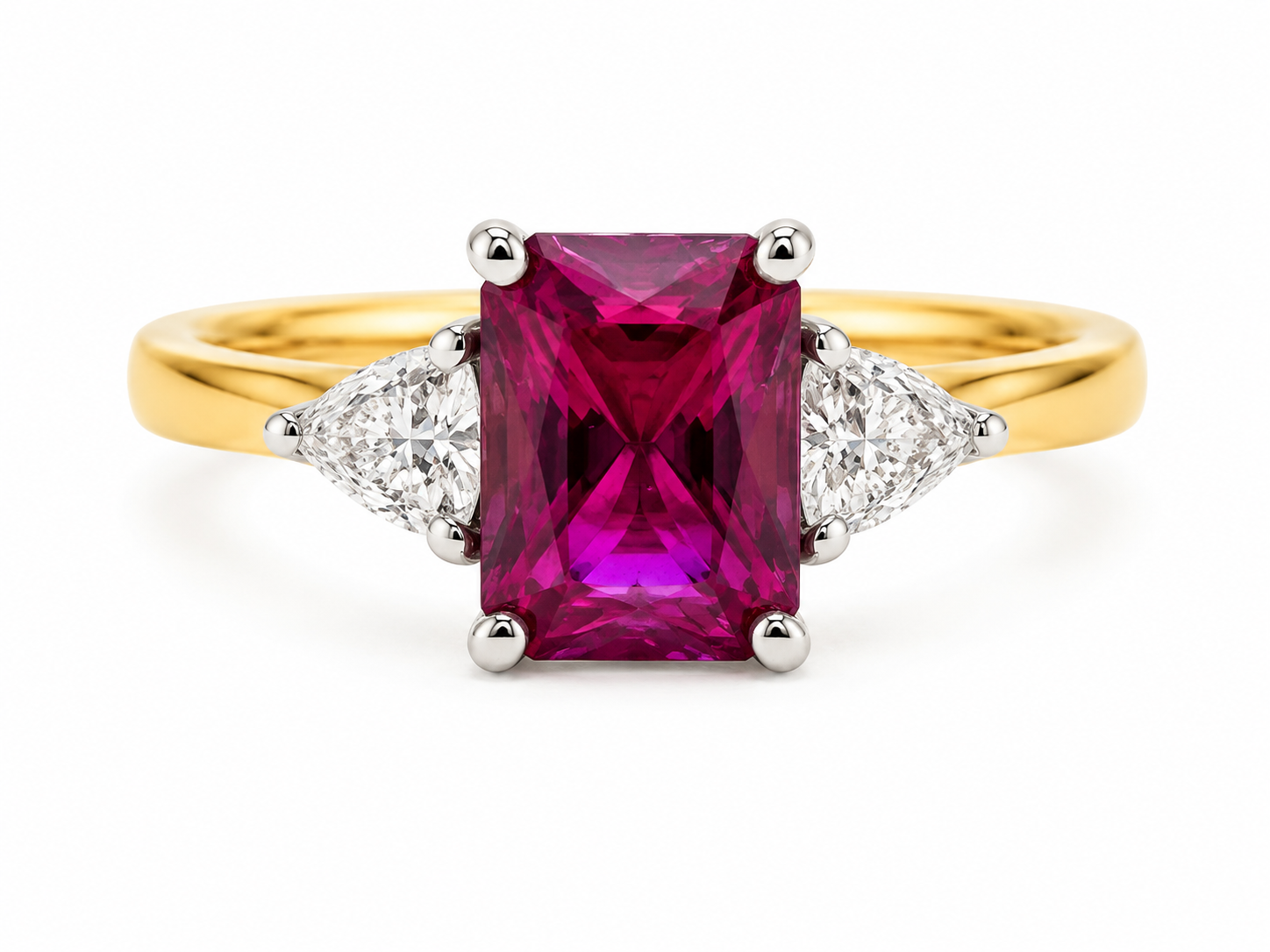 18ct Yellow Gold & Platinum Lab Grown Ruby & Diamond Ring