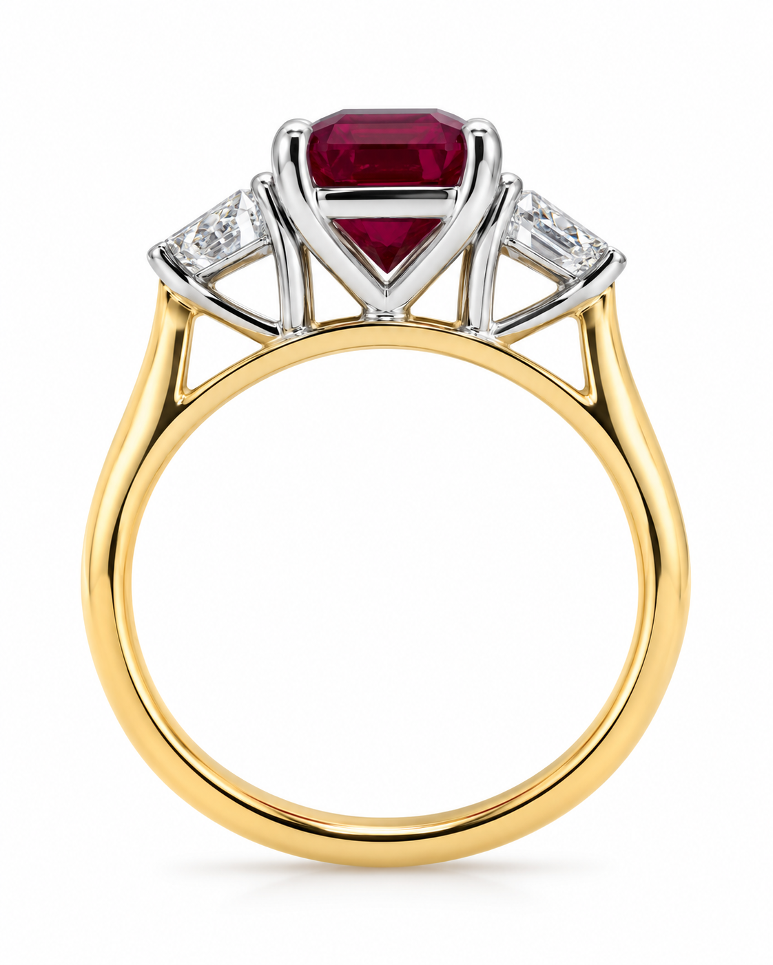 18ct Yellow Gold & Platinum Lab Grown Ruby & Diamond Ring