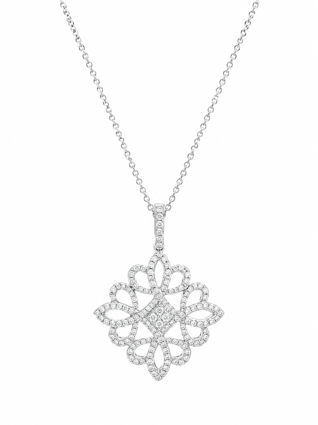 18ct White Gold Gold Diamond Pendant - Vintage Design