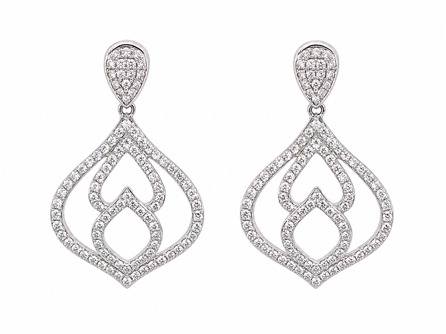 18ct Gold Diamond Vintage Design Drop Earrings