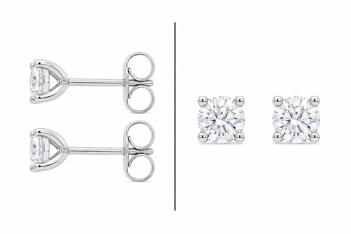 18ct White Gold Diamond Stud Earrings - 4 Claw - 0.25ct