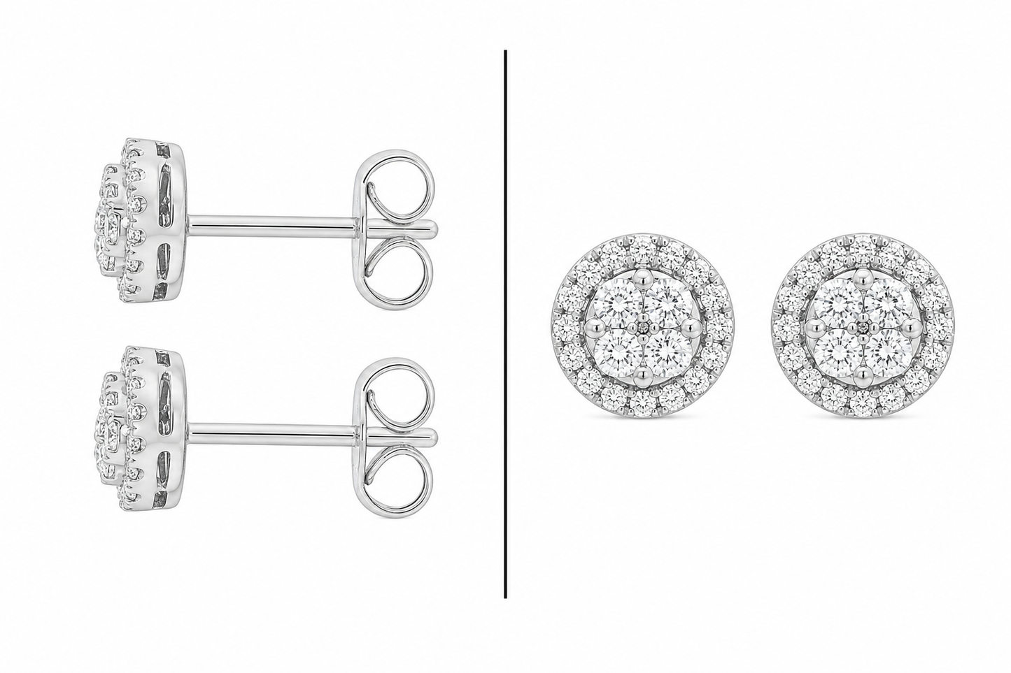 9ct Diamond Halo Cluster Round Stud Earrings 0.25ct
