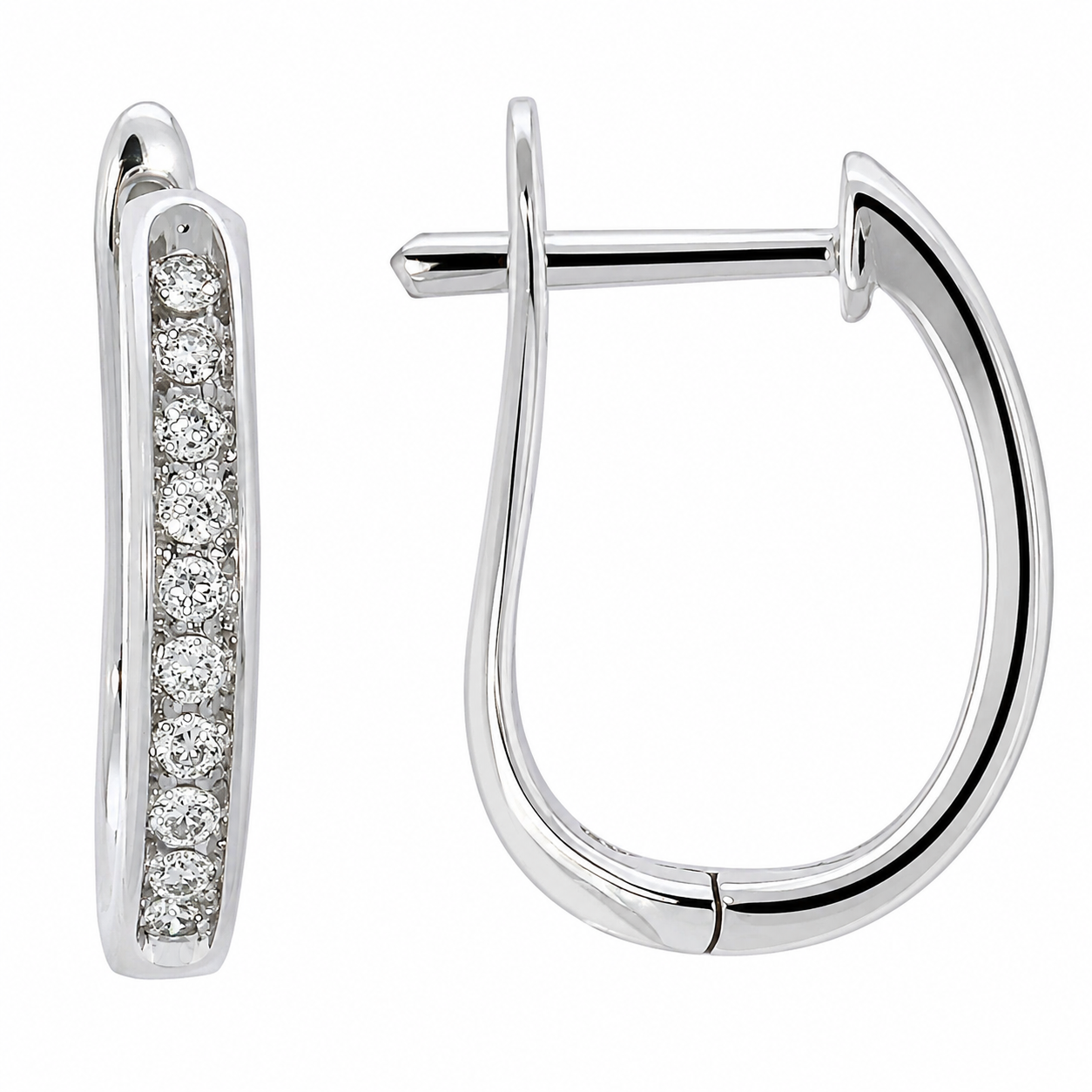9ct White Gold Diamond Huggie Earrings 0.16ct