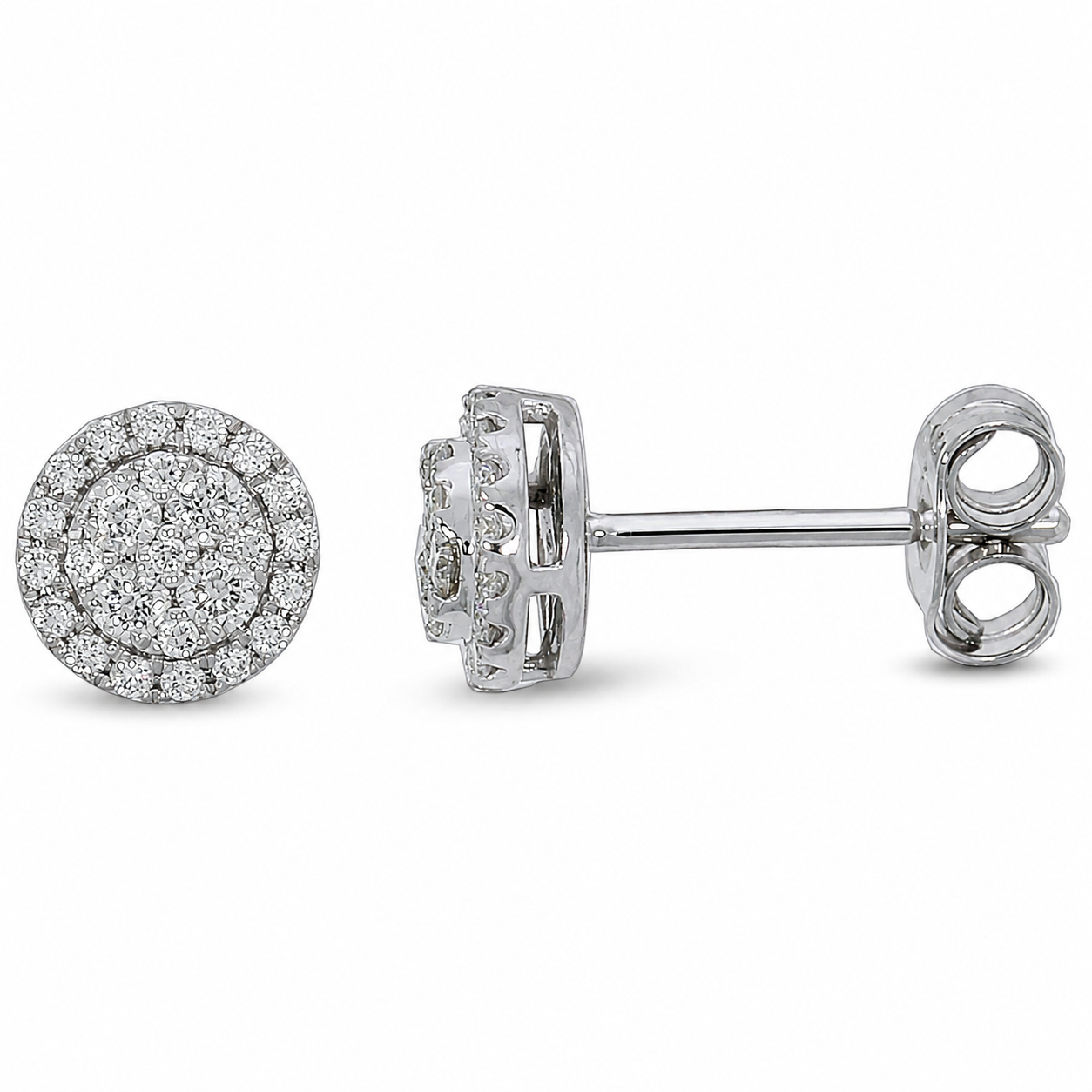 18ct White Gold Diamond Halo Earrings
