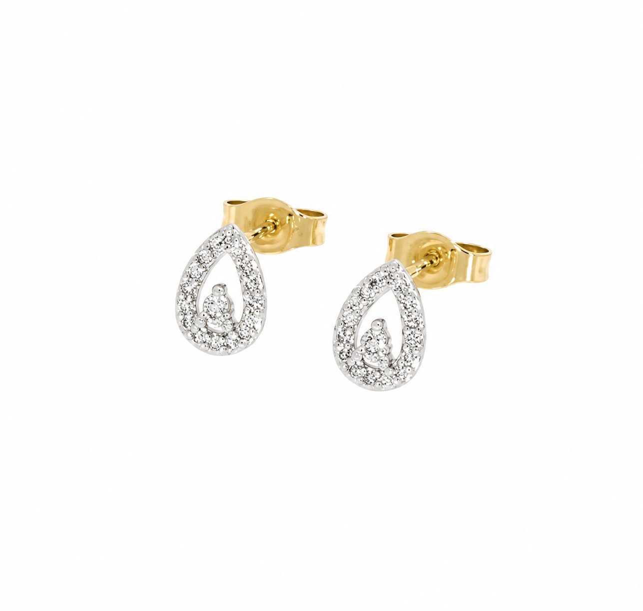 9ct White Gold Teardrop Diamond Stud Earrings 0.15ct