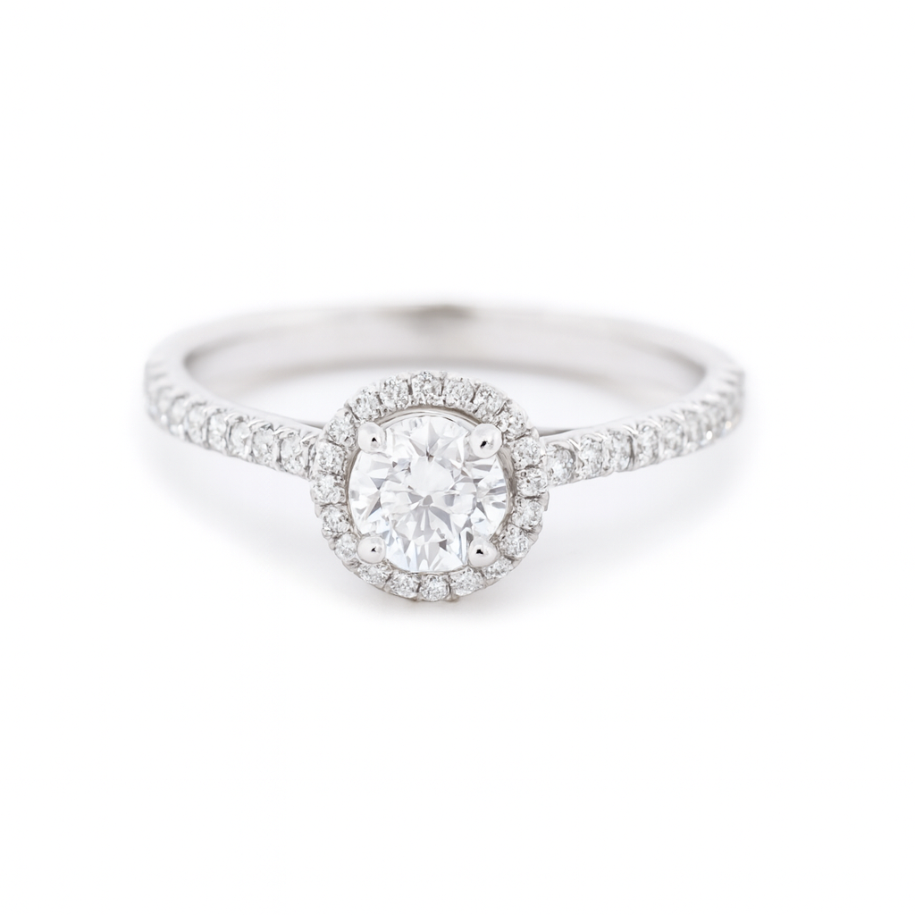 18ct White Gold Diamond Halo Cluster Ring 0.76ct - ASM1595