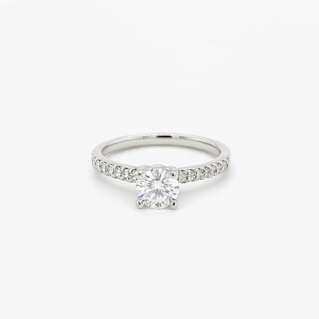 Platinum Solitaire Four Claw Diamond Ring With Diamond Shoulders 0.52ct