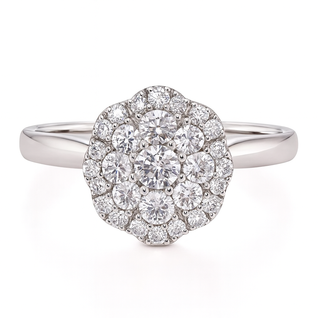 18ct Gold Diamond Daisy Design Ring