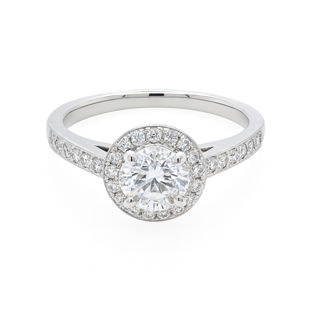 18ct White Gold Diamond Halo Ring - ASM1521