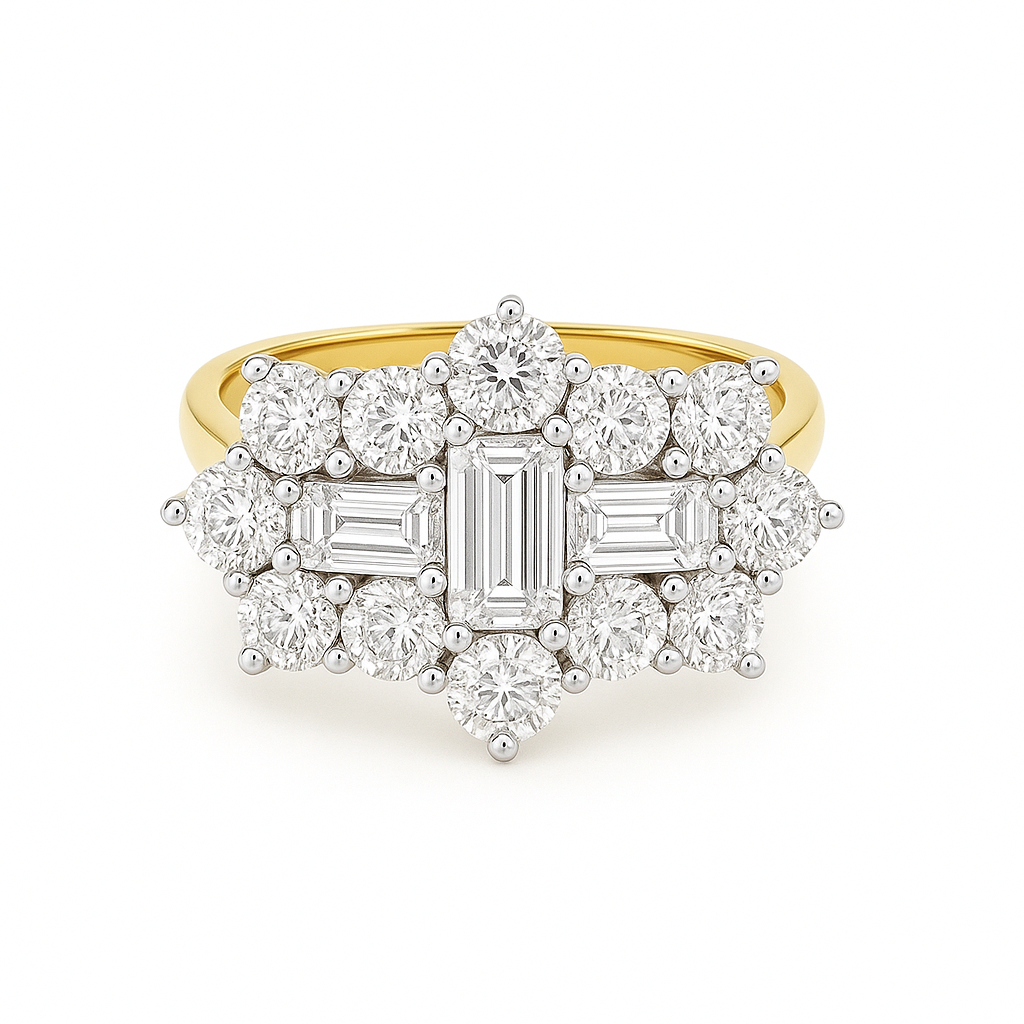 18ct Yellow Gold Diamond Cluster Ring 2.84ct