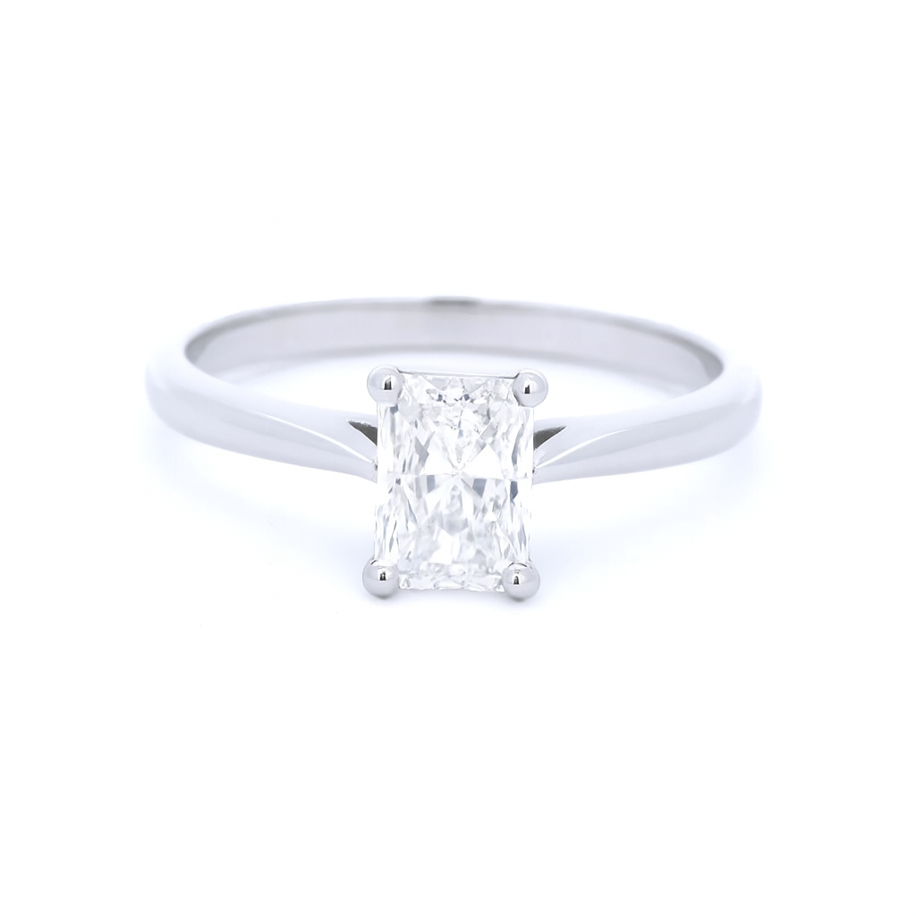 Platinum Radiant Cut Diamond Solitaire RN9914 - 0.91ct - F/VS1