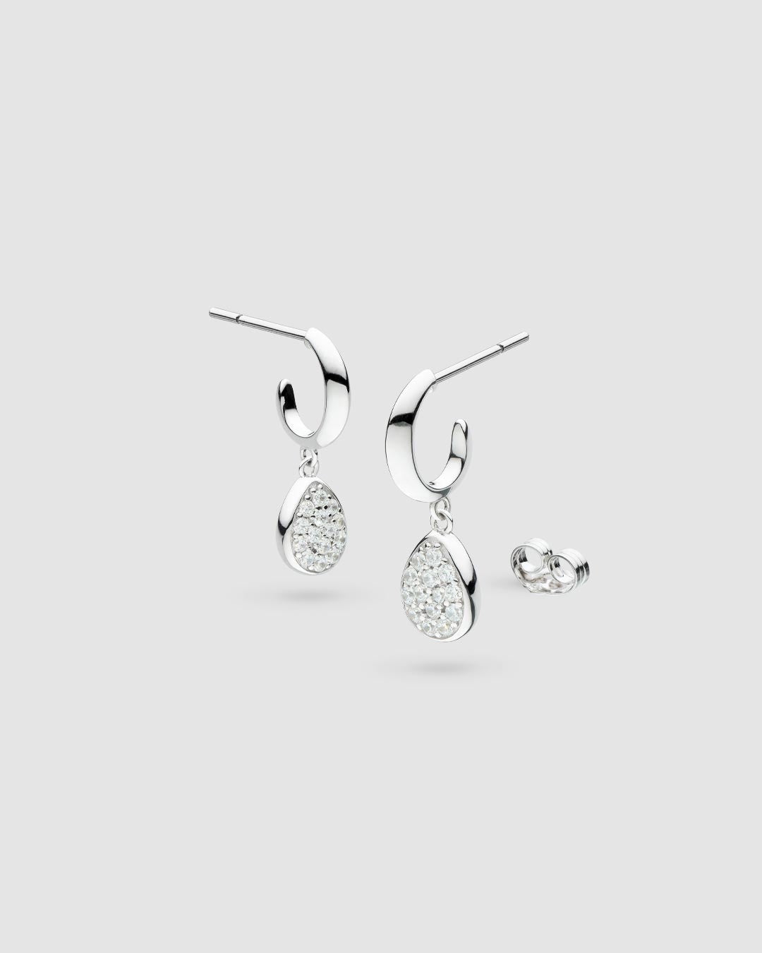 Kit Heath Coast Pebble Glisten Pavé Hoop Earrings 50185CZ