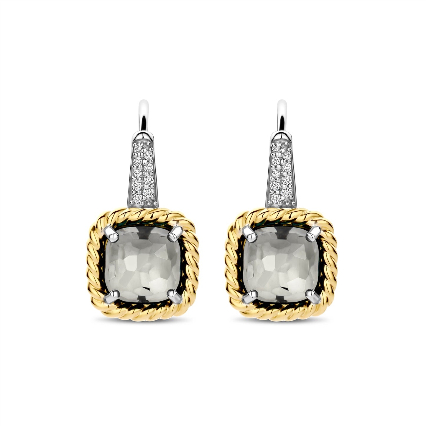 Ti Sento two tone Soft Grey Stone Earrings 78042GG