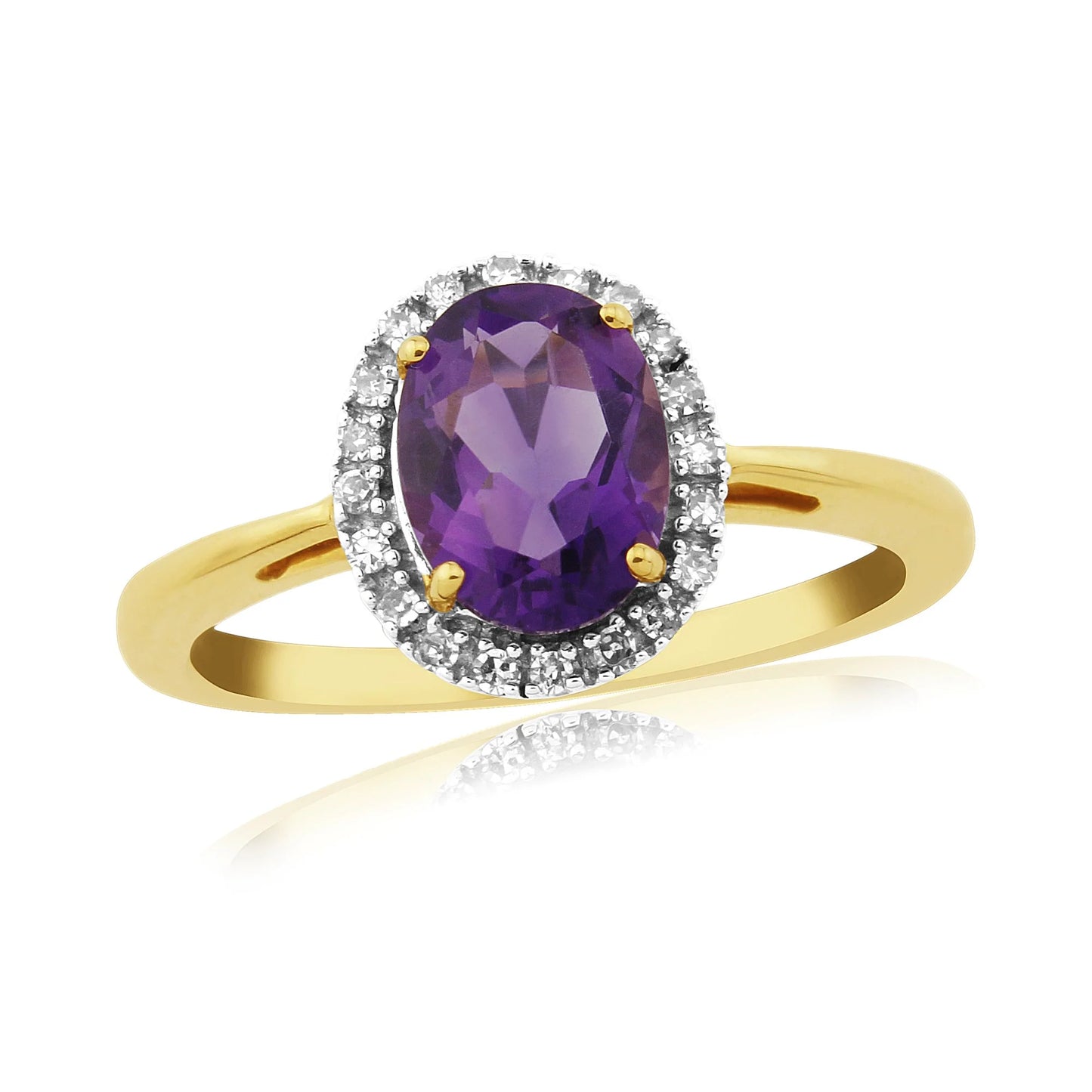 9ct Gold Amethyst and Diamond Ring