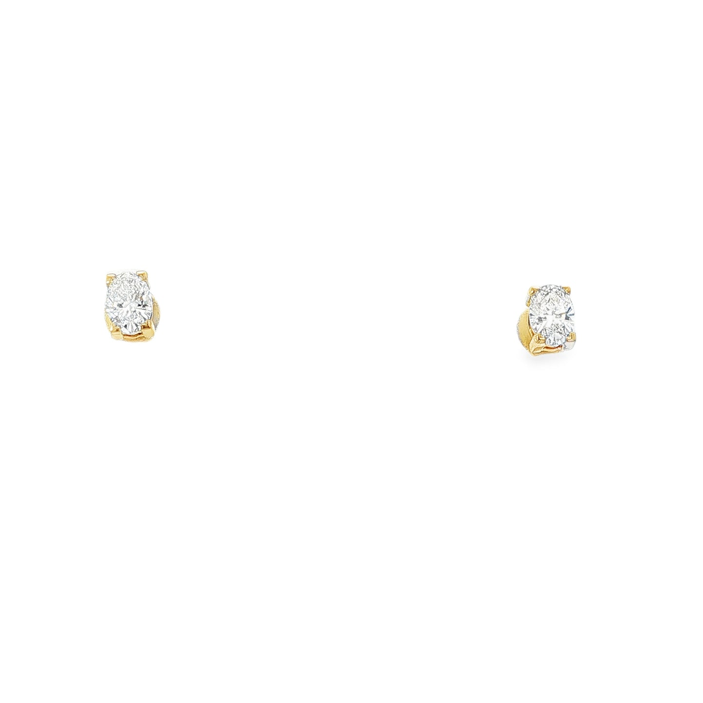 18ct Gold Oval Cut Lab Grown Diamond Stud Earrings