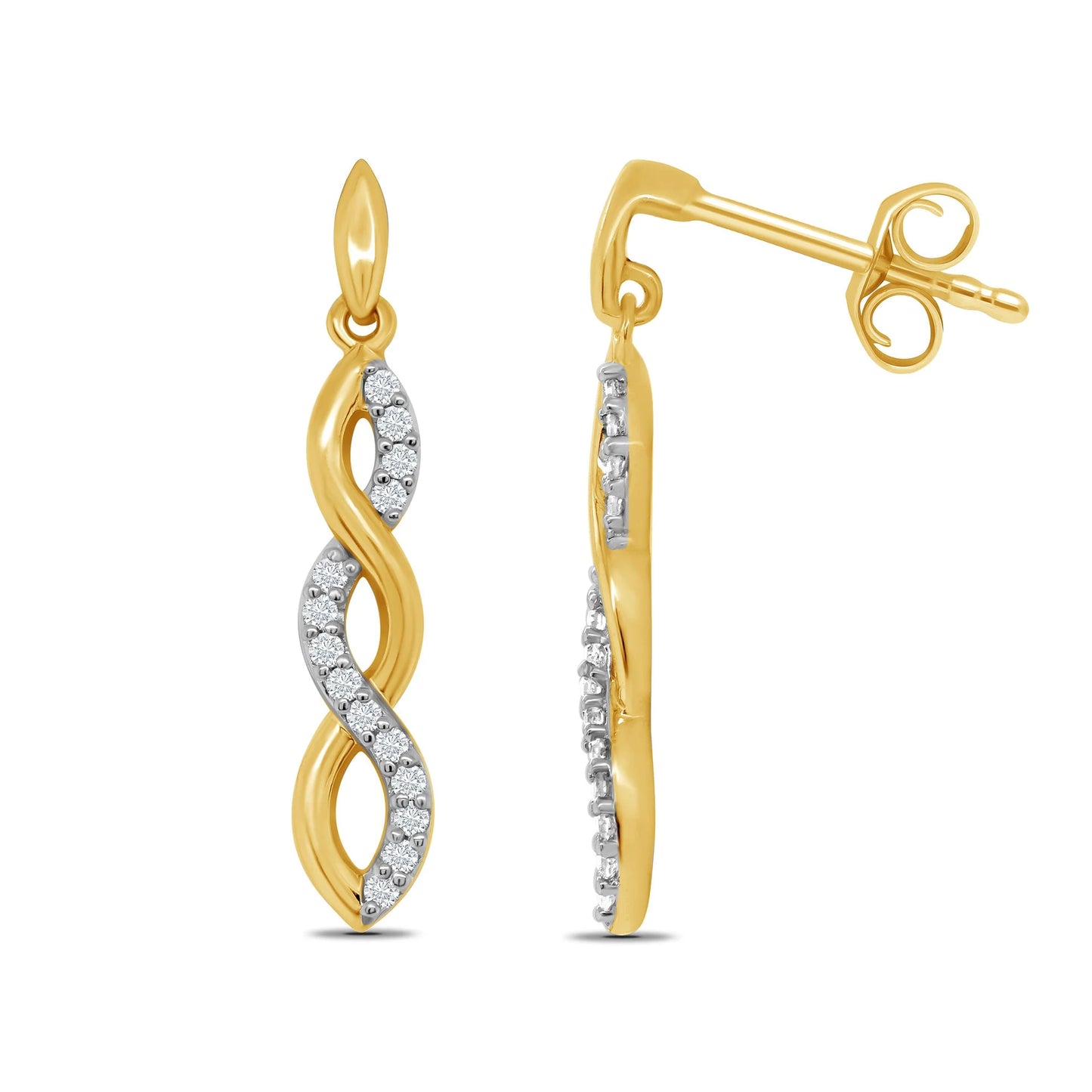 9ct Yellow Gold Twist Drop Earrings