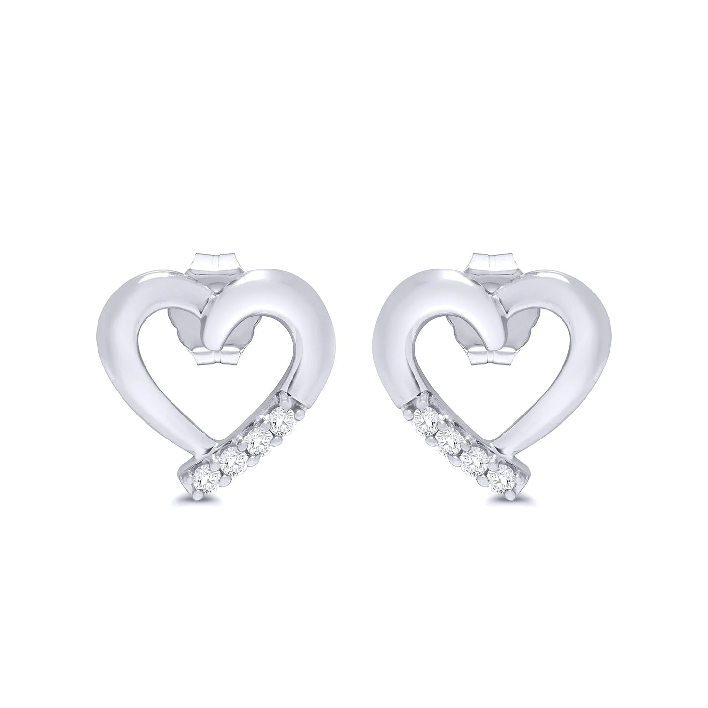 9ct white Gold Diamond Heart Stud earrings 0.05ct